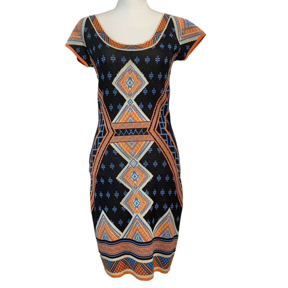 JEALOUS TOMATO Geometric Aztec Print  Bodycon Dress Sz M